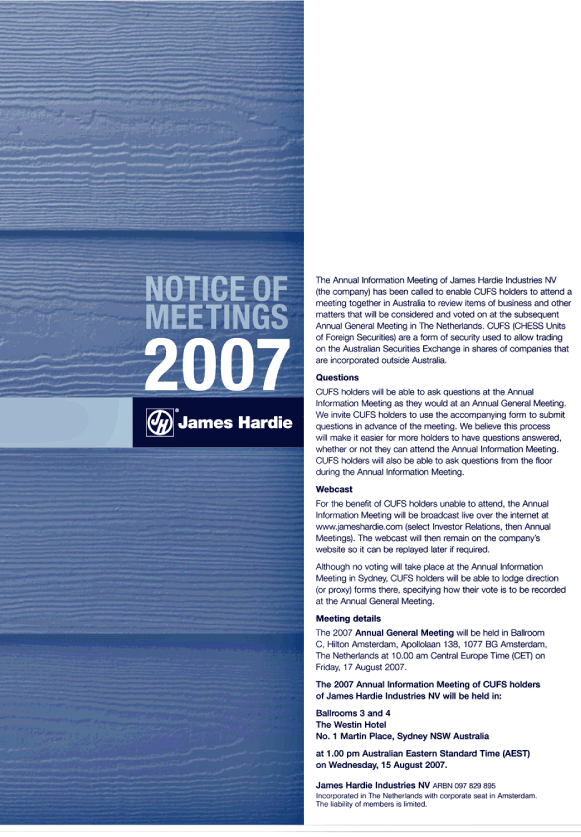 (NOTICE OF MEETINGS 2007)